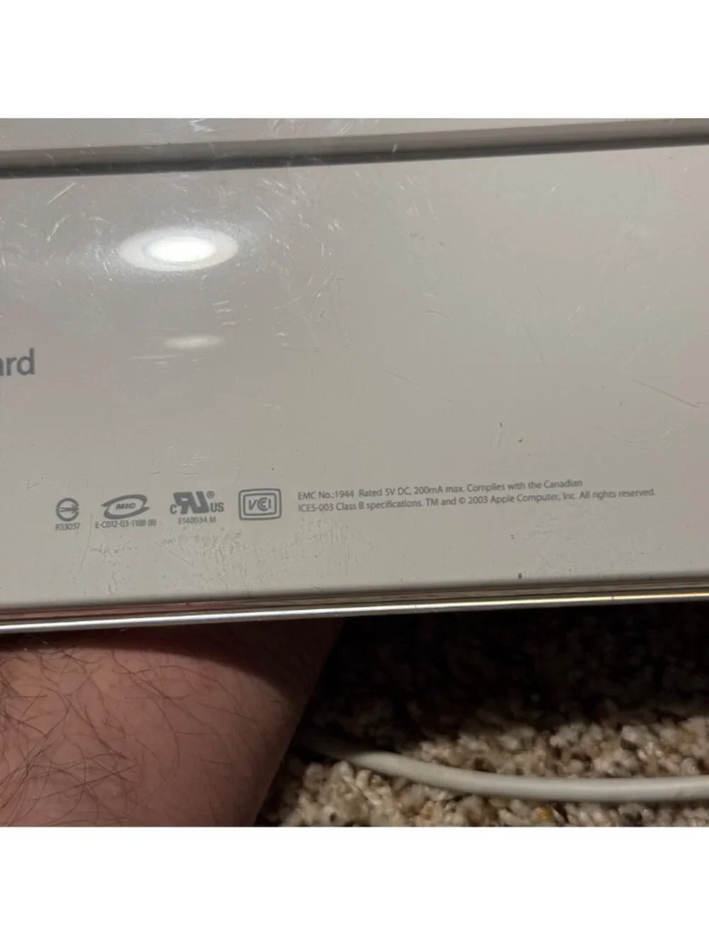 Apple Keyboard A1048 Wired USB White Full Size Numpad Vintage Mac G4 G5 iMac